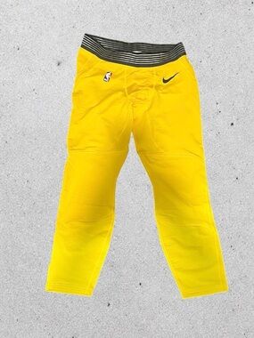 Nike Yellow Compression Shorts with Black Striped Waistband